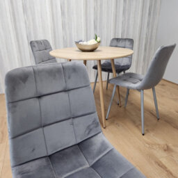 Kosy Koala Dining Table And 4 Chairs Round Wood Effect 4 Grey Velvet Chairs Dining Set - thumbnail 8