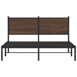 Berkfield Metal Bed Frame Without Mattress Brown Oak 137X190 Cm - thumbnail 5
