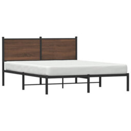 Berkfield Metal Bed Frame Without Mattress Brown Oak 137X190 Cm - thumbnail 4