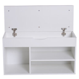 Homcom Wooden Shoes Cabinet Bench Hidden Storage Padded Seat Organiser White - thumbnail 8