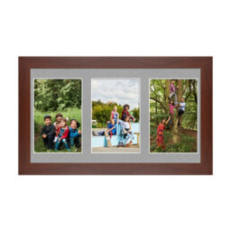 AK Frames 40X20Cm Rose Wood Modern Multi Photo Frame With Silver Mount - Holds 3 Apertures (3X) 6X4 Photos
