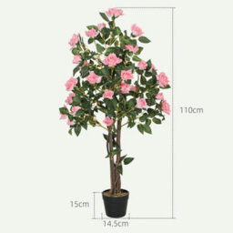 Homcom Set Of 2 Decorative Artificial Plants Rose Trees In Pot, Pink - thumbnail 3