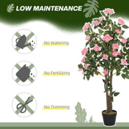 Homcom Set Of 2 Decorative Artificial Plants Rose Trees In Pot, Pink - thumbnail 6