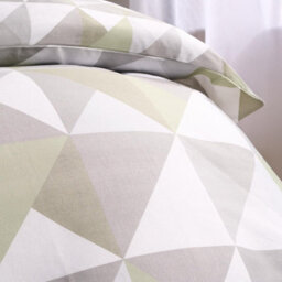 Ohs Geo Print Bedding Set Microfibre Duvet Cover With Pillowcase, Sage - Single - thumbnail 3