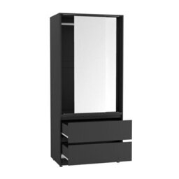 Urbn-Living Urbnliving 2 Sliding Doors Wardrobe 2 Drawer Bedroom Clothes Hanging Rail Black Carcass With White Doors Storage Cupboard - thumbnail 6