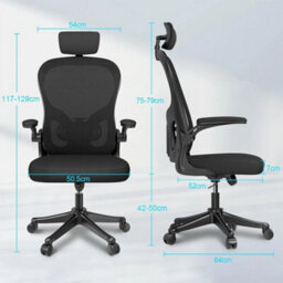 Lightweight Ergonomic Office Chair With Flip Up Armrests - thumbnail 2