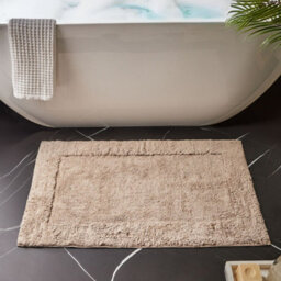 Wyld And Coco Bath Mat 60 X 90 Cm Light Brown Plush Cotton, Absorbent Rectangular Luxury Design - thumbnail 2