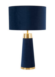 Lighting Collection Stockholm Blue Velvet Table Lamp - thumbnail 1
