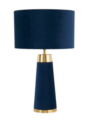 Lighting Collection Stockholm Blue Velvet Table Lamp - thumbnail 2