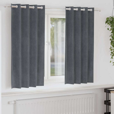 Berkfield Blackout Curtains With Eyelets 2 Pcs Super Light Grey Velvet - image 1
