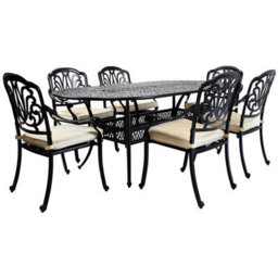 Charles Bentley Premium Furniture Cast Aluminium 7 Piece Outdoor Dining Set - thumbnail 1