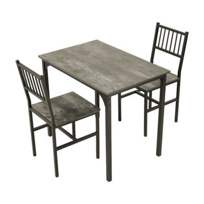Living And Home 3-Piece Grey And Black Dining Table Set With 2 Chairs - image 1