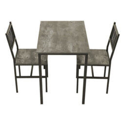 Living And Home 3-Piece Grey And Black Dining Table Set With 2 Chairs - thumbnail 5