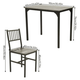 Living And Home 3-Piece Grey And Black Dining Table Set With 2 Chairs - thumbnail 8