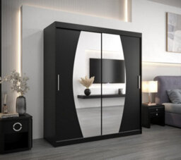 Arte Elypse Contemporary 2 Mirrored Sliding Door Wardrobe 9 Shelves 2 Rails Black (H)2000mm (W)1800mm (D)620mm - thumbnail 2