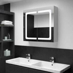 Berkfield Stylish Led Bathroom Mirror Cabinet 80X12.2X68 Cm - thumbnail 2