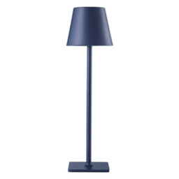 Happy Homewares Tall Navy Blue Rechargeable Touch Dimmable Table Lamp With Metal Shade - thumbnail 1