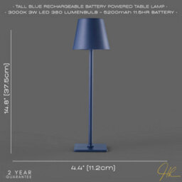 Happy Homewares Tall Navy Blue Rechargeable Touch Dimmable Table Lamp With Metal Shade - thumbnail 5