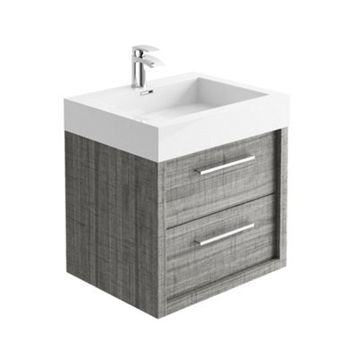 Plum&clay Walter Grey Wood Wall Hung Bathroom Vanity Unit (W)600mm - image 1