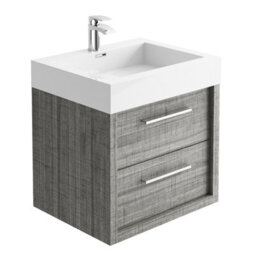 Plum&clay Walter Grey Wood Wall Hung Bathroom Vanity Unit (W)600mm - thumbnail 2