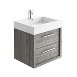 Plum&clay Walter Grey Wood Wall Hung Bathroom Vanity Unit With Polymarble Resin Basin (W)600mm - thumbnail 3