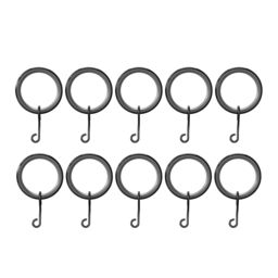GoodHome Kimlos Nickel Effect Black Curtain Ring, Pack Of 10 Compatibility- 16/19mm Curtain Pole - thumbnail 2