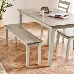 Furniturebox Uk Tenby Whitewashed &grey Solid Wood Large Dining Bench - thumbnail 6