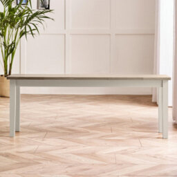 Furniturebox Uk Tenby Whitewashed &grey Solid Wood Large Dining Bench - thumbnail 2