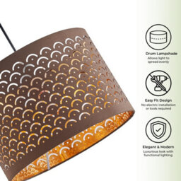 Innoteck Reflective Drum Shade -  Brown External Warm Gold Inner - thumbnail 3