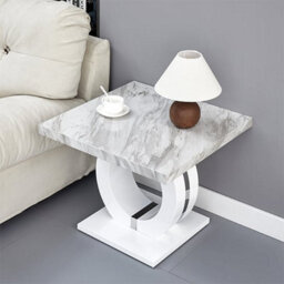 Furniture in Fashion Halo High Gloss Lamp Table In Magnesia Marble Effect - thumbnail 1