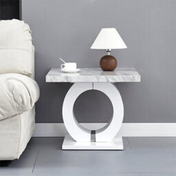 Furniture in Fashion Halo High Gloss Lamp Table In Magnesia Marble Effect - thumbnail 3