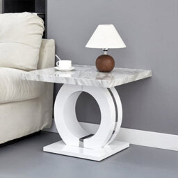 Furniture in Fashion Halo High Gloss Lamp Table In Magnesia Marble Effect - thumbnail 2