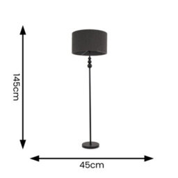 Valuelights Marissa Matt Black Stacked Ball Floor Lamp With Charcoal Grey Boucle Shade - Led Bulb Included - thumbnail 5