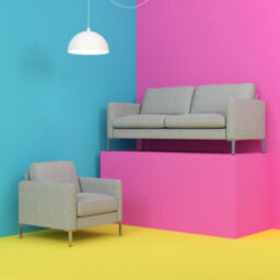Dorel Fabry Armchair In Fabric Grey With Steel Legs - thumbnail 2
