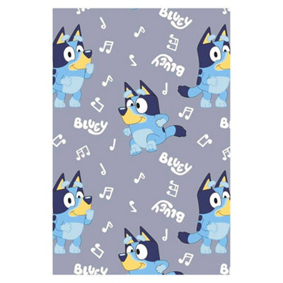 Bluey Childrens/kids Fleece Music Notes Supersoft Blanket Grey/blue/white (100Cm X 150Cm) - image 1