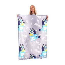 Bluey Childrens/kids Fleece Music Notes Supersoft Blanket Grey/blue/white (100Cm X 150Cm) - thumbnail 2
