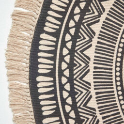 Homescapes Black & White 100% Cotton Mandala Printed Round Rug - thumbnail 3
