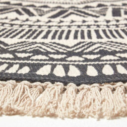 Homescapes Black & White 100% Cotton Mandala Printed Round Rug - thumbnail 4
