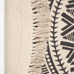 Homescapes Black & White 100% Cotton Mandala Printed Round Rug - thumbnail 5