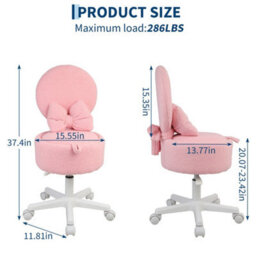 Pink Vanity Chair With Hidden Storage Foldable Backrest Converts To Footstool - thumbnail 2