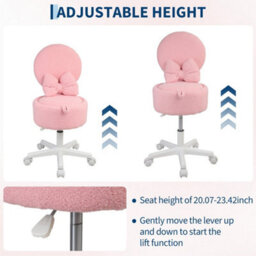 Pink Vanity Chair With Hidden Storage Foldable Backrest Converts To Footstool - thumbnail 5