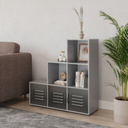 Urbn-Living 6-Cube Step Shelving Unit With Metal Doors - thumbnail 3
