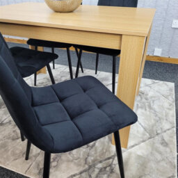 Kosy Koala Oak Effect Dining Table Set With 4 Black Velvet Chairs Dining Room Furniture - thumbnail 9