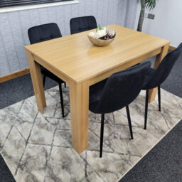 Kosy Koala Oak Effect Dining Table Set With 4 Black Velvet Chairs Dining Room Furniture - thumbnail 2