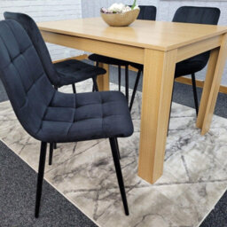 Kosy Koala Oak Effect Dining Table Set With 4 Black Velvet Chairs Dining Room Furniture - thumbnail 3
