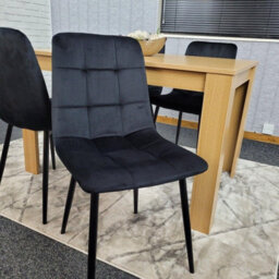 Kosy Koala Oak Effect Dining Table Set With 4 Black Velvet Chairs Dining Room Furniture - thumbnail 6