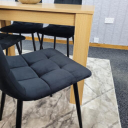 Kosy Koala Oak Effect Dining Table Set With 4 Black Velvet Chairs Dining Room Furniture - thumbnail 7