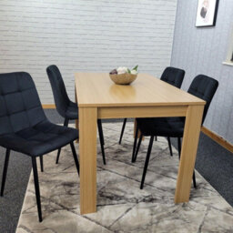 Kosy Koala Oak Effect Dining Table Set With 4 Black Velvet Chairs Dining Room Furniture - thumbnail 4