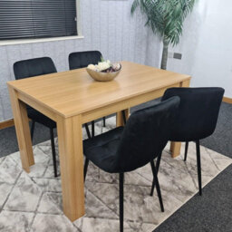 Kosy Koala Oak Effect Dining Table Set With 4 Black Velvet Chairs Dining Room Furniture - thumbnail 5
