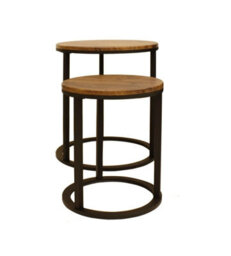 Aspect Furniture Paloma Set Of 2 Round Nesting Table, Vintage Effect Tops And Black Base - thumbnail 2